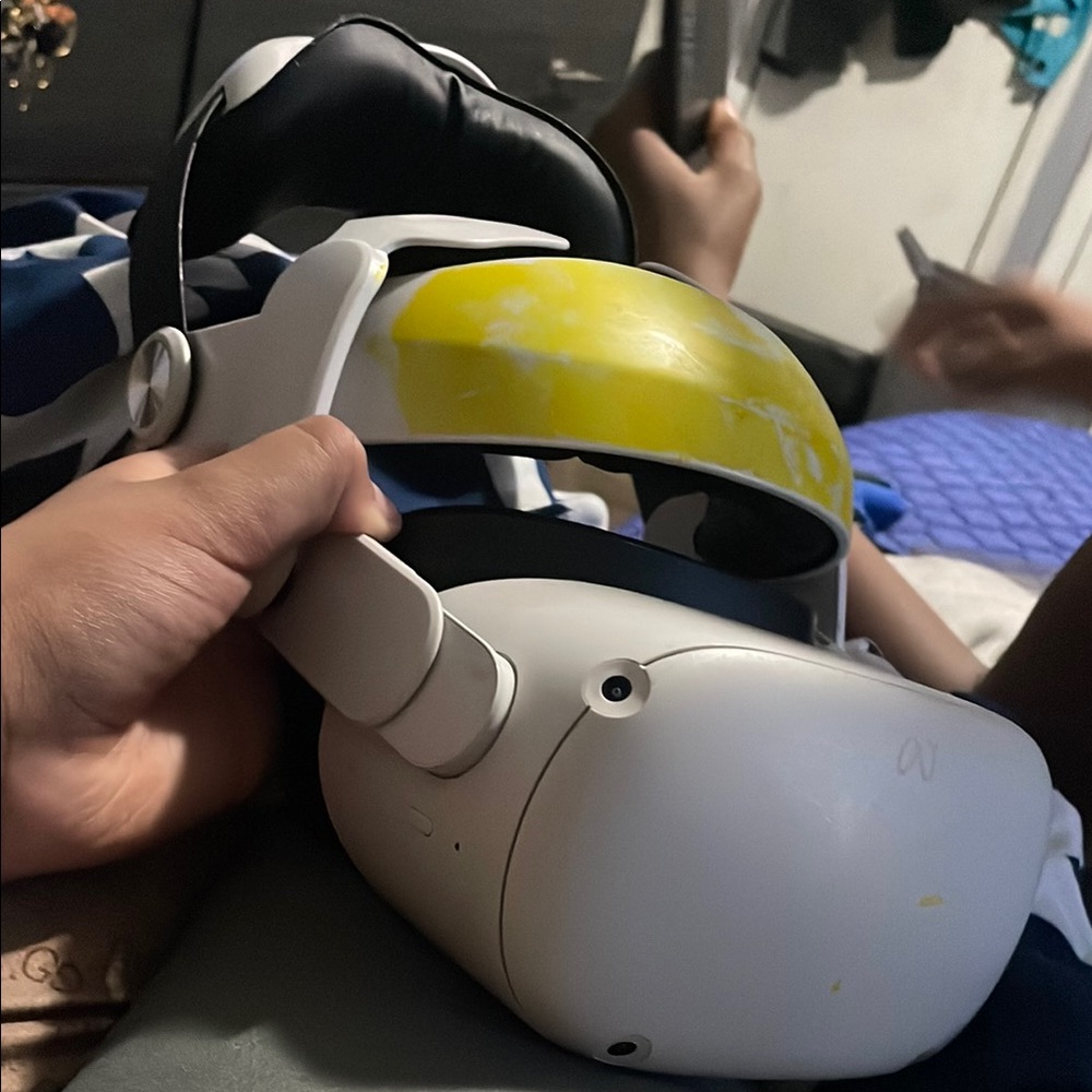 VR Headset with White and Yellow Design